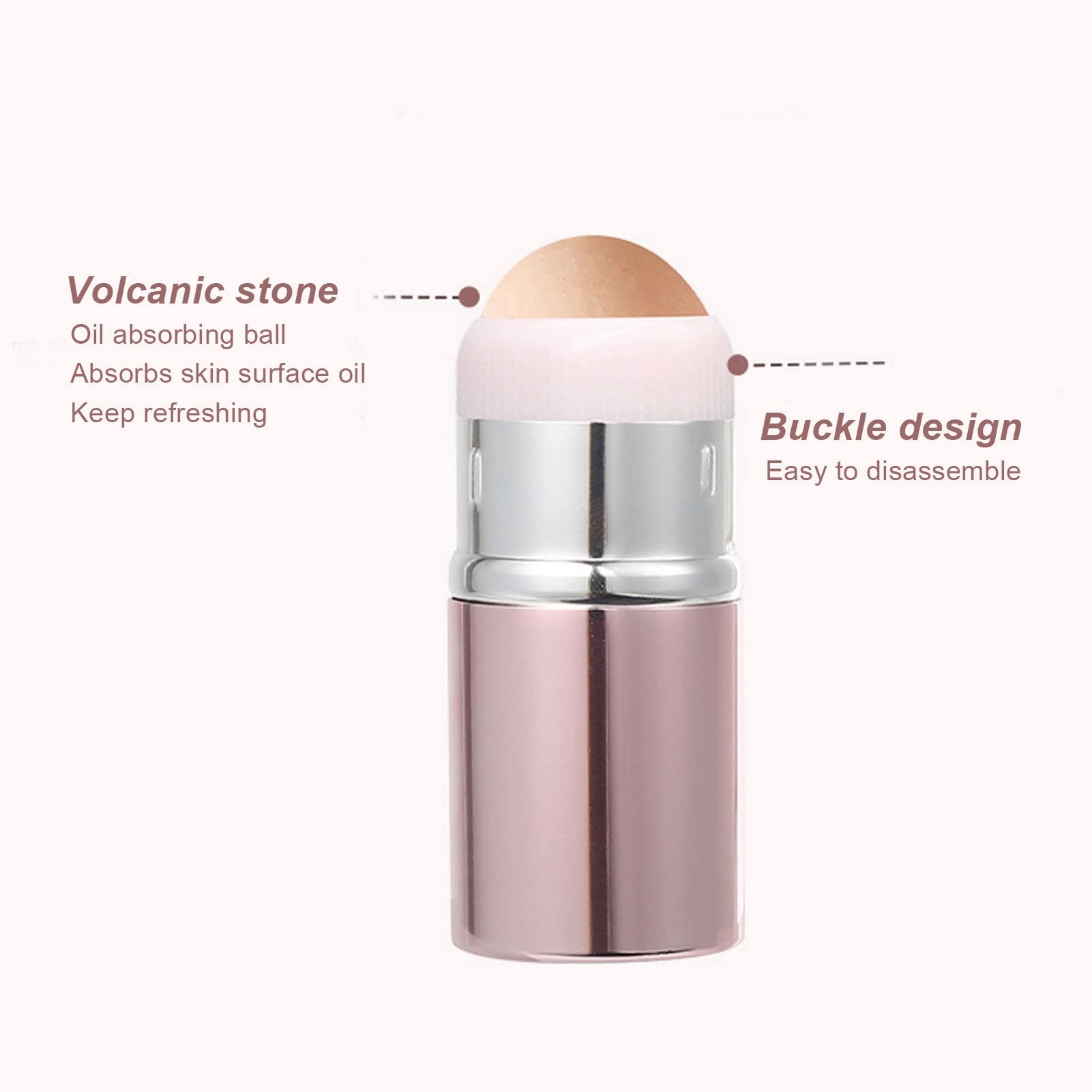 Brrnoo Gesichtsroller aus Vulkanstein, Hautpflege Werkzeug für ölige Haut, Wiederverwendbar mit Ergonomischem Griff for Zuhause, Reisen (PINK)