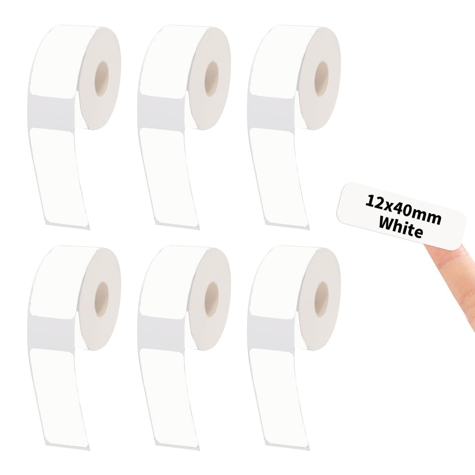 6 Rolls Label Maker Tapes, 960Pcs 12 x 40mm Thermal Labels Printer Sticker Paper, Self-Adhesive Waterproof Label Printer Tape Paper for Office Household Supplies