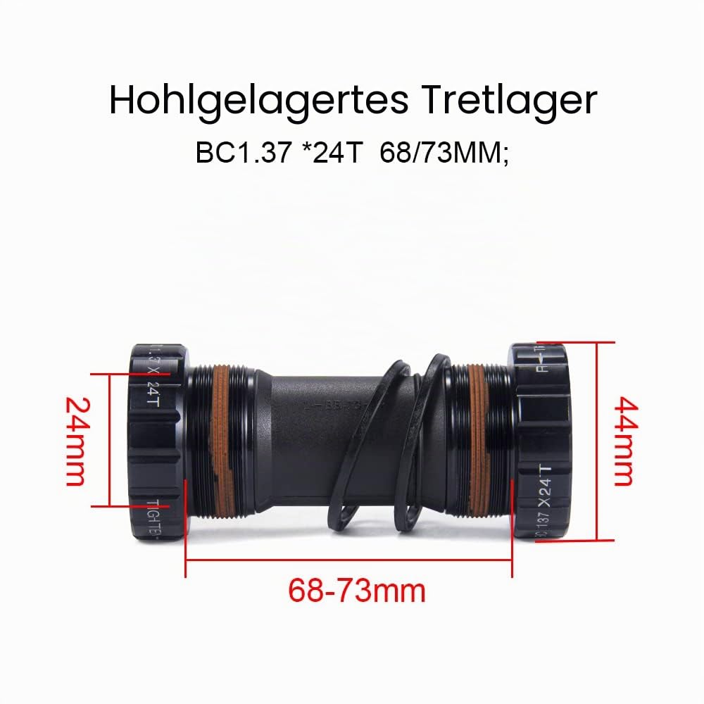 BOLANY Fahrrad Kurbelgarnitur 170mm kurbel 104BCD Hollowtech-Kurbelgarnitur 2 Fach Einzelspeed-Rundkettenblatt 22/36T 24/38T MTB Kurbelsatz mit Tretlager