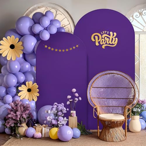 6 ft Arch Backdrop Cover Purple - Double-Sided Spandex Arch Covers Stretchy Backdrop for Balloon Arches Birthday Party Baby Shower Banquet Wedding Photo Background by FrohFest - Used condition - Image 4