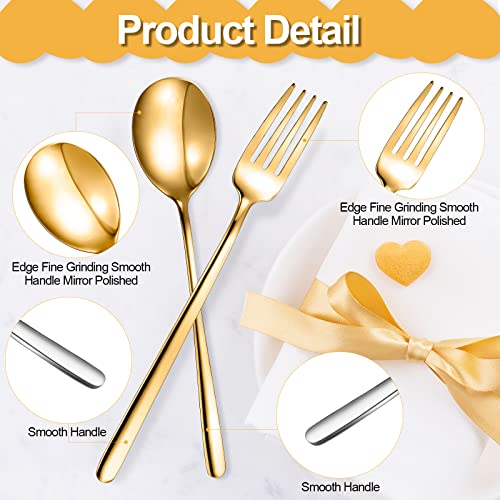 Potchen 48 Pcs Forks And Spoons Set For 24, Stainless Steel Flatware Cutlery Mirror Polished Kitchen Utensil, 6.5 Inch 7.3 Home Restaurant, Dishwasher Safe (Gold) #TOP2