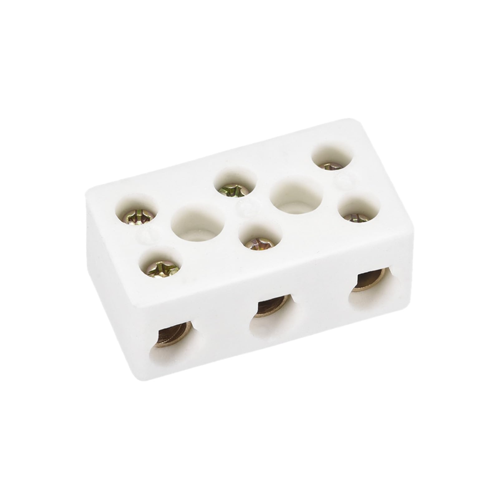 Rebower Porcelain Ceramic Terminal Block Heat Resistance 3 Way Terminal,[for Wire Connector,Electrical Field] - 47x27.5x19.5mm /2 Pcs