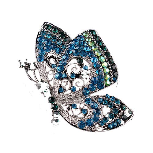 OH Style Coréen Europe Et Amérique Tapis De Porte Papillon diamant alliage Broche haute qualité Animal Cristal Broches Corsage Vêtements Creux/Trou bleu/Taille moyenne