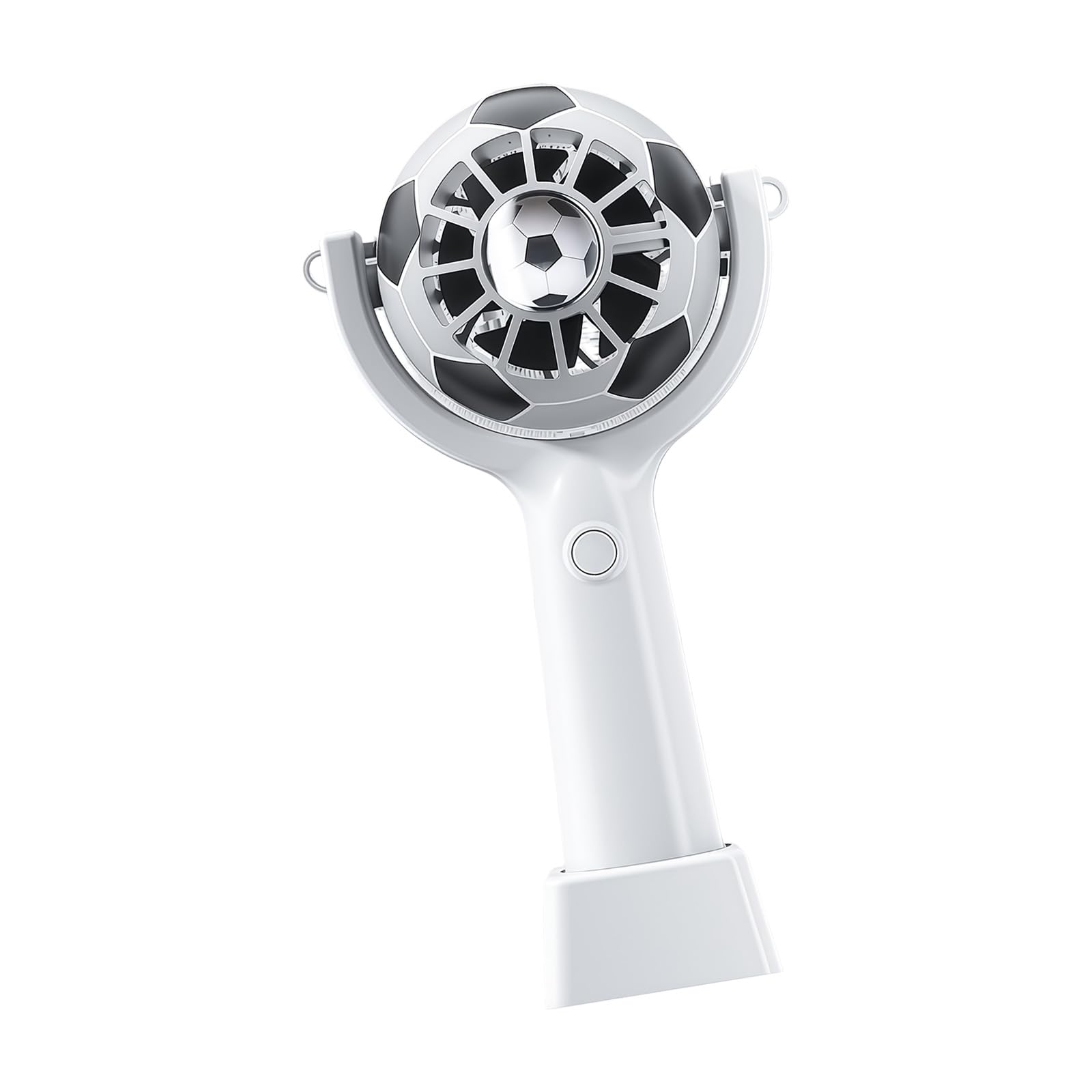 Kaeltsyn Electric Fan with Football Soccer Design Fast Cooling and Fun Flashing Effects Rechargeable Pocket 1200mAh Battery Tournament Themed