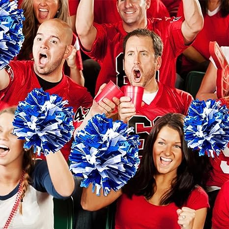Cheer Squad Props 24-Pack Cheerleading Pom Poms - 12.6 Inch Metallic Foil Cheer Poms With Handles For Sports & Parties (Blue & Silver) Team Sports Dance Party Pompoms Cheer Squad Props 24-Pack Cheerleading Pom Poms - 12.6 Inch Metallic Foil Cheer Poms With Handles For Sports & Parties (Blue & Silver) Team Sports Dance Party Pompoms