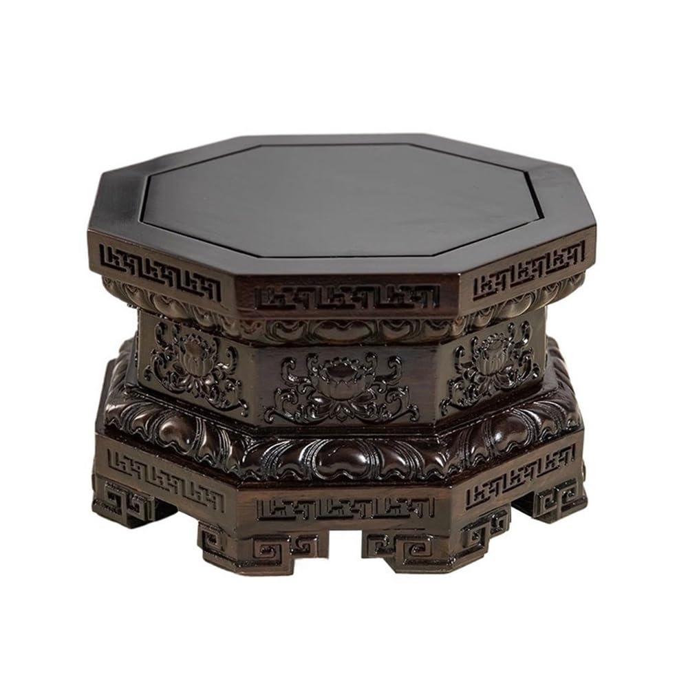 birene Vase Stand Octagonal Ebony Display Stand, Teapot Vase Bonsai Base for Home Office Decoration(S)