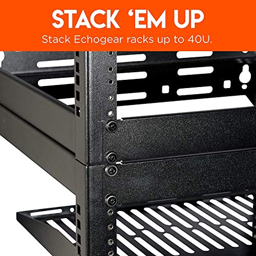 Echogear 15U Open Frame Rack For Servers & Av Gear - Wall Mountable Design Includes 2X Vented Shelves, 25X Rack Mounting Screws, 4X Leveling Feet, 4X Shelf Stops, & 2X Securement Straps #TOP7