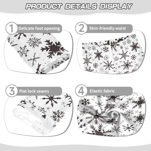 KLL Snowflake Black and White Background Little Girls Leggings Soft Full Length Workout Pants Running3