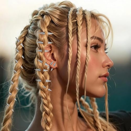 20 Pinzas para cabello punk góticas plateadas miniatura 7