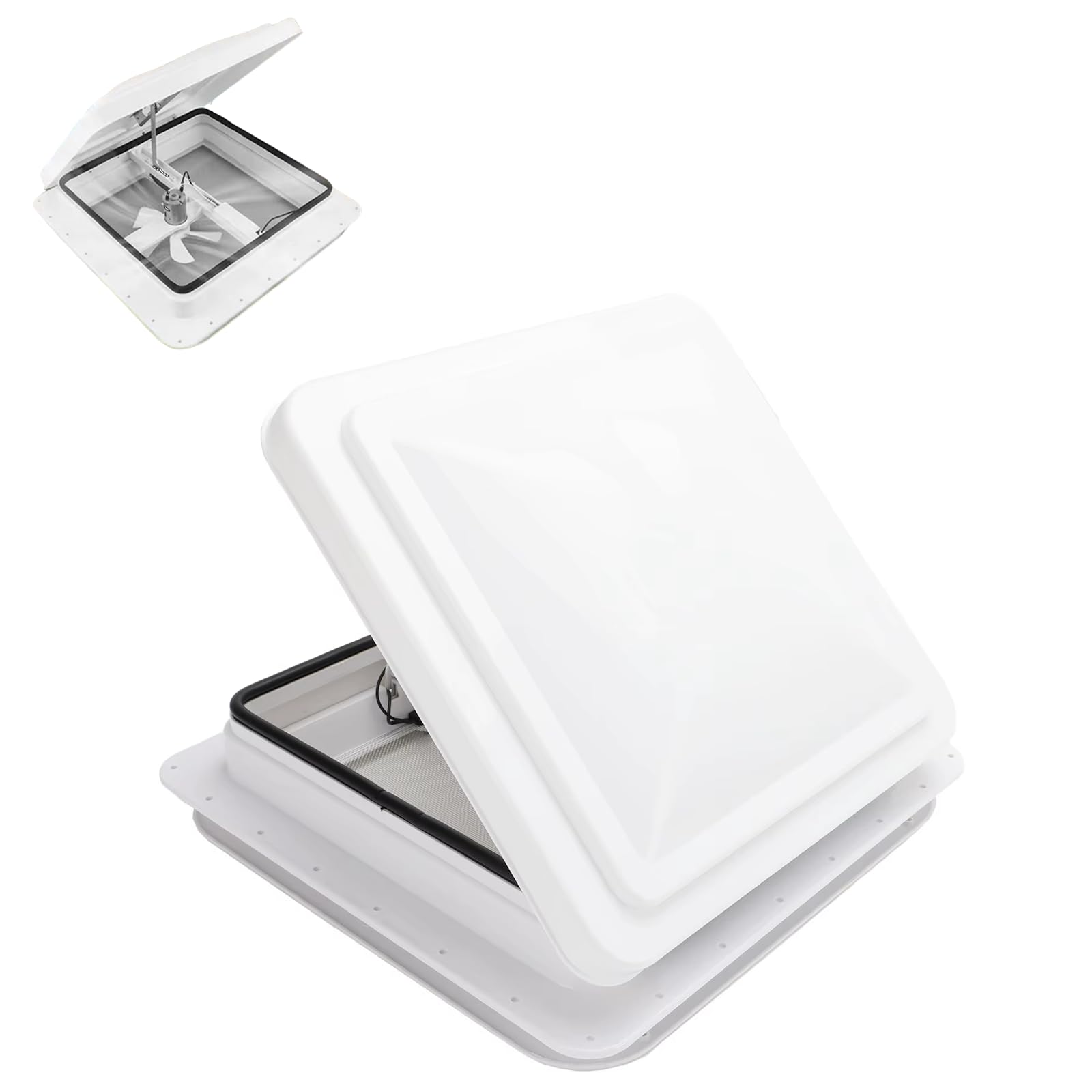 Finestra Per Tetto Camper 40x40 cm Oblò Apribile Manualmente Con Ventilazione Forzata Silenziosa e Zanzariera x Roulotte Camping Lucernario Caravan