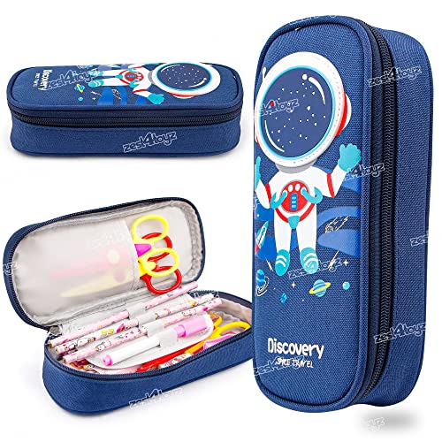 Image of Zest 4 Toyz Pencil Case for Kids | Space Astronaut Pencil Pouch with Large Capacity Water Resistant | Durable Zipper and Large Capacity School Pouch for Girls and Boys