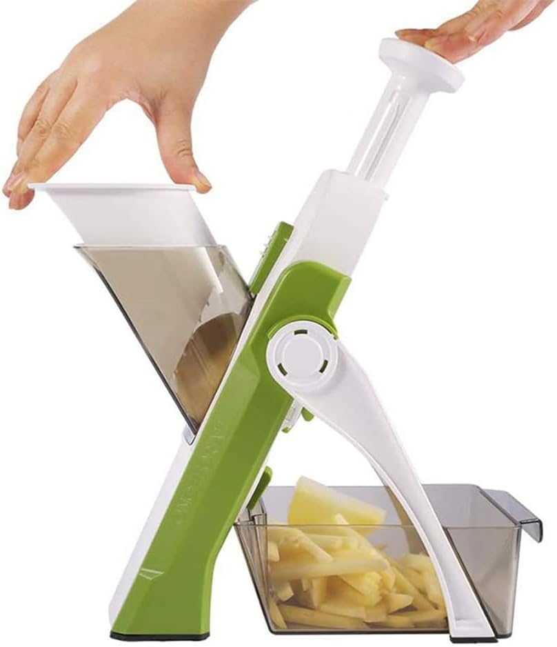 Hachoir de sécurité réglable pour la cuisine, mandoline slicer 5 en 1, hachoir de légumes réglable pour les pommes de terre et les carottes