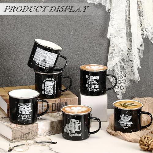 Set de 6 Mugs Esmaltados para Amantes de Libros 12oz Negro miniatura 6