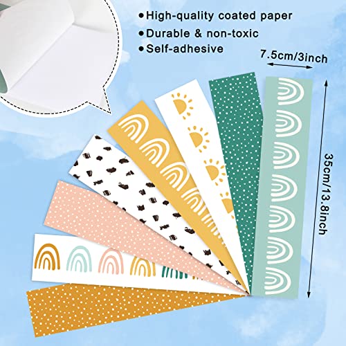 Image of Whaline 82Ft Boho Bulletin Board Borders 8 Designs 72Pcs Rainbow Themed Decoration Colorful Trim Border Stickers for School Classroom Office Party Decoration