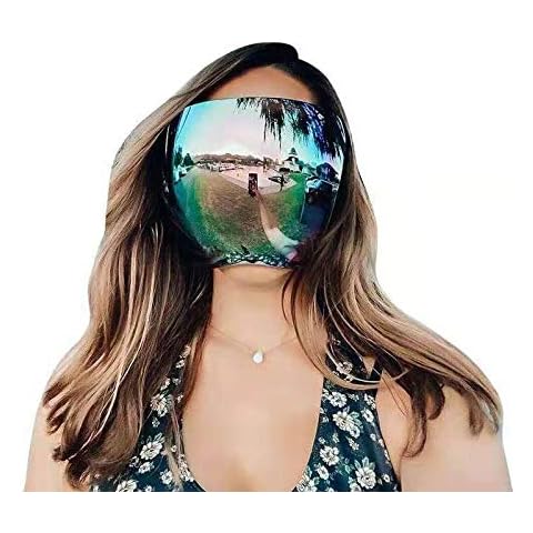 RIJUPYTS Oversized Full Face Polarized Large Mirror Sunglasses Huge Big Mask, Protective Face Shield Full Cover Visor Glasses Cover