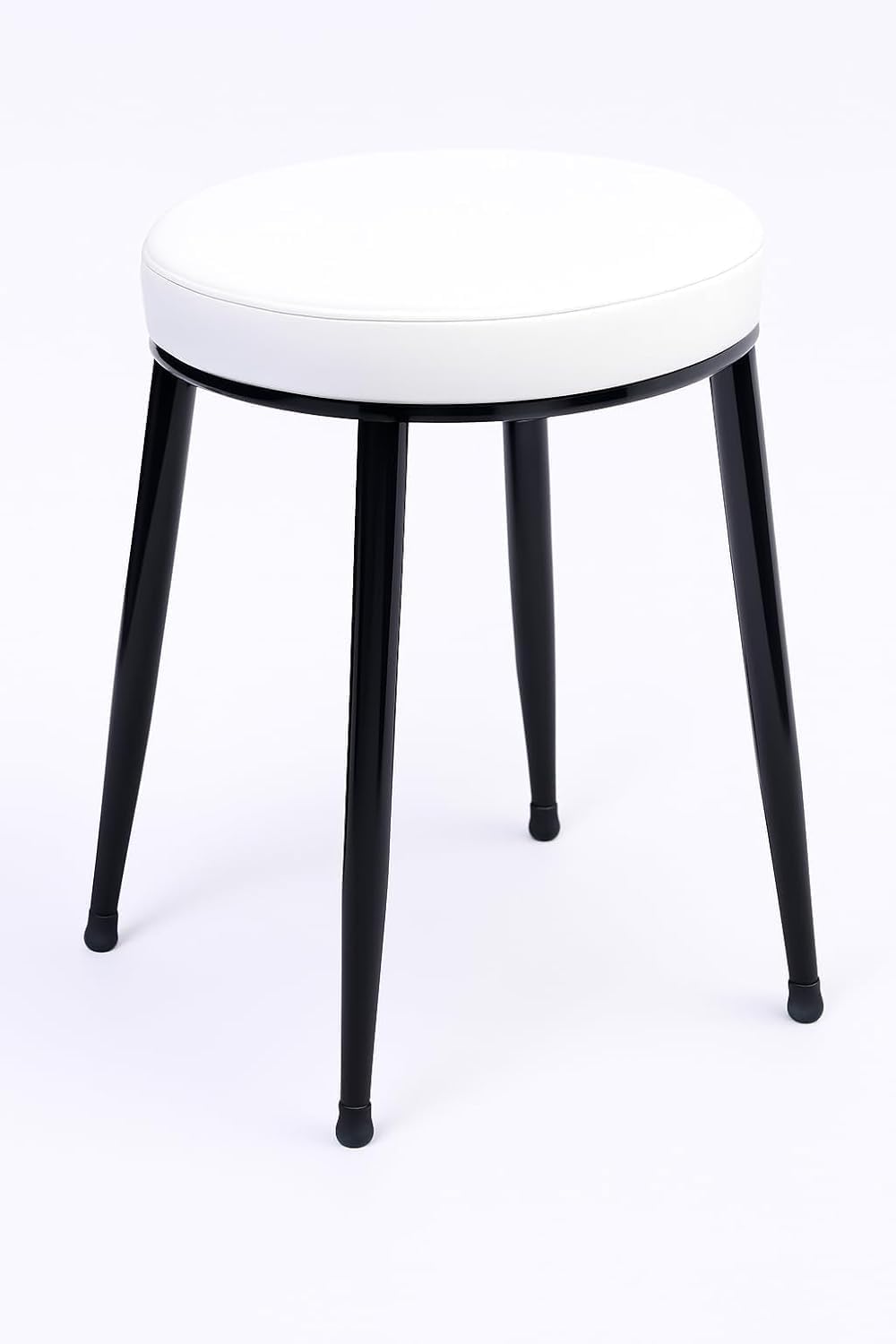 Vanity Stool Chair with Round Cushioned Seat & Metal Legs | Modern Makeup Stool for Bedroom, Dressing Room, Living Room, Salon & Home Décor (White)-image-35