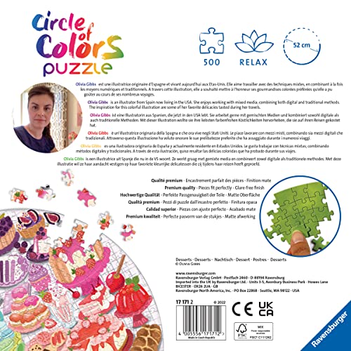 Ravensburger - 500 Piece Round Jigsaw Puzzle - Desserts (Circle of Colors) - Ages 12+ - Image 2
