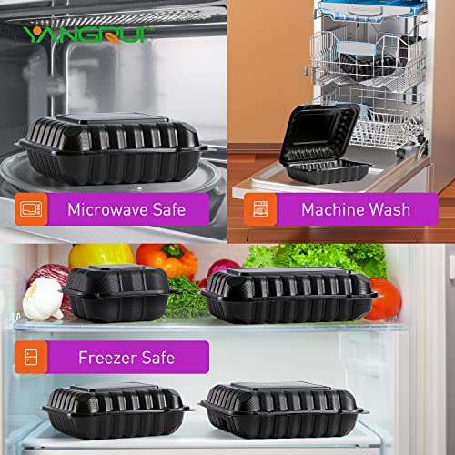 Yangrui To Go Containers, Shrink Wrap Biodegradable 55 Pack 8 Inch Plastic Hinged Take Out Containers Bpa Free Microwave Freezer Safe Clamshell Food Containers #TOP3