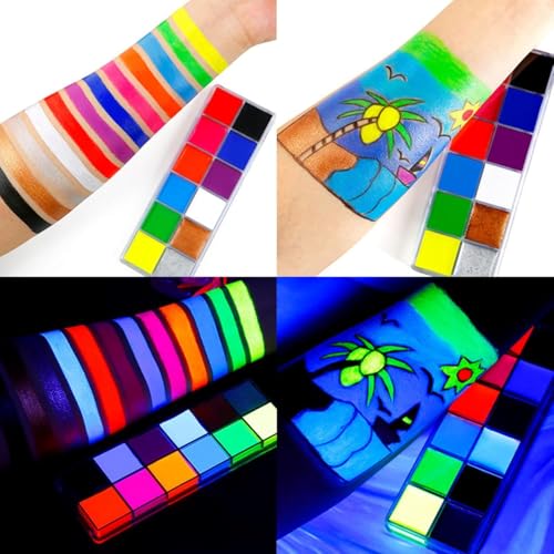 Image of Face Body Paint Oil Palette, Professional Flash Non Toxic Safe Tattoo Halloween FX Party Artist Fancy Makeup Painting Kit For Kids and Adult (12)