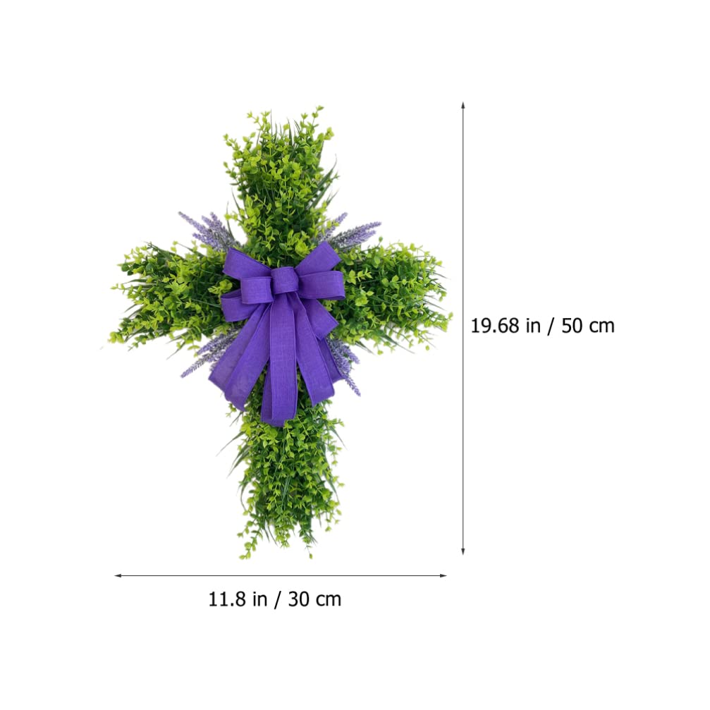 LIFKOME Ghirlanda Decorativa Eucalipto Forma Di Croce Per Decorazioni Primaverili e Festive Adatta Per Porta Ingresso Interni Ed Esterni Atmosfera Calda e Accogliente Con Fiocco Elegante