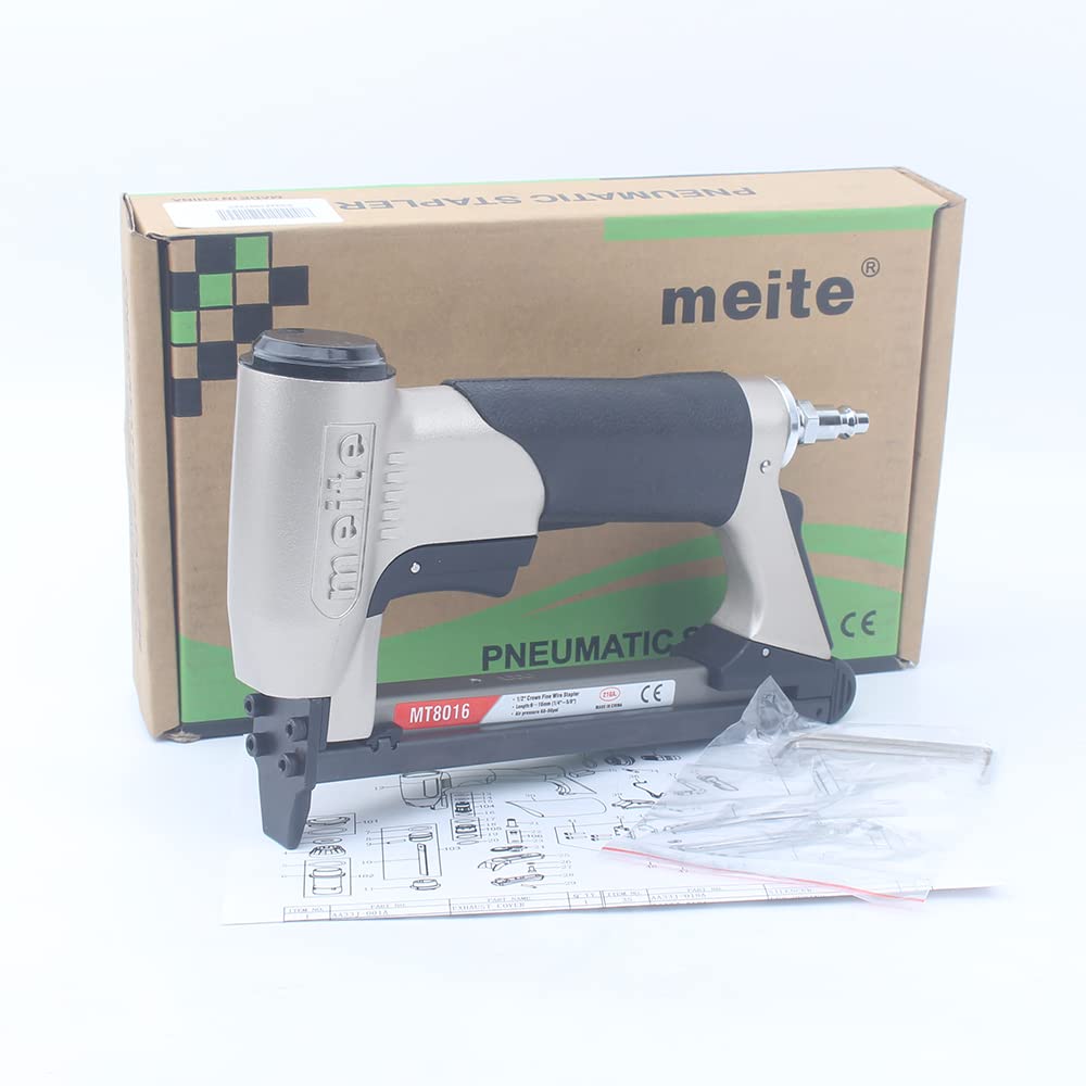 Pneumatic Crown Fine Wire Stapler for Staples Low Noise with 12.8mm Width 6-16mm Length
