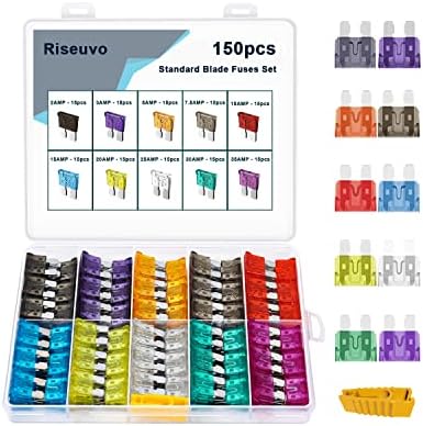 150pcs Car Automotive Rv Standard Fuses – Auto ATO Blade Fuse Assortment Kit (2A 3A 5A 7.5A 10A 15A 20A 25A 30A 35A)