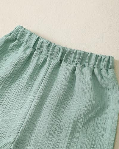 Image of Toddler 3t Boy Clothes Short Sleeve Button Down Shirt And Shorts With Vest Summer Fashion Beach 4t Boy Outfits Causal Solid Green Shirt Kid Clothing Set