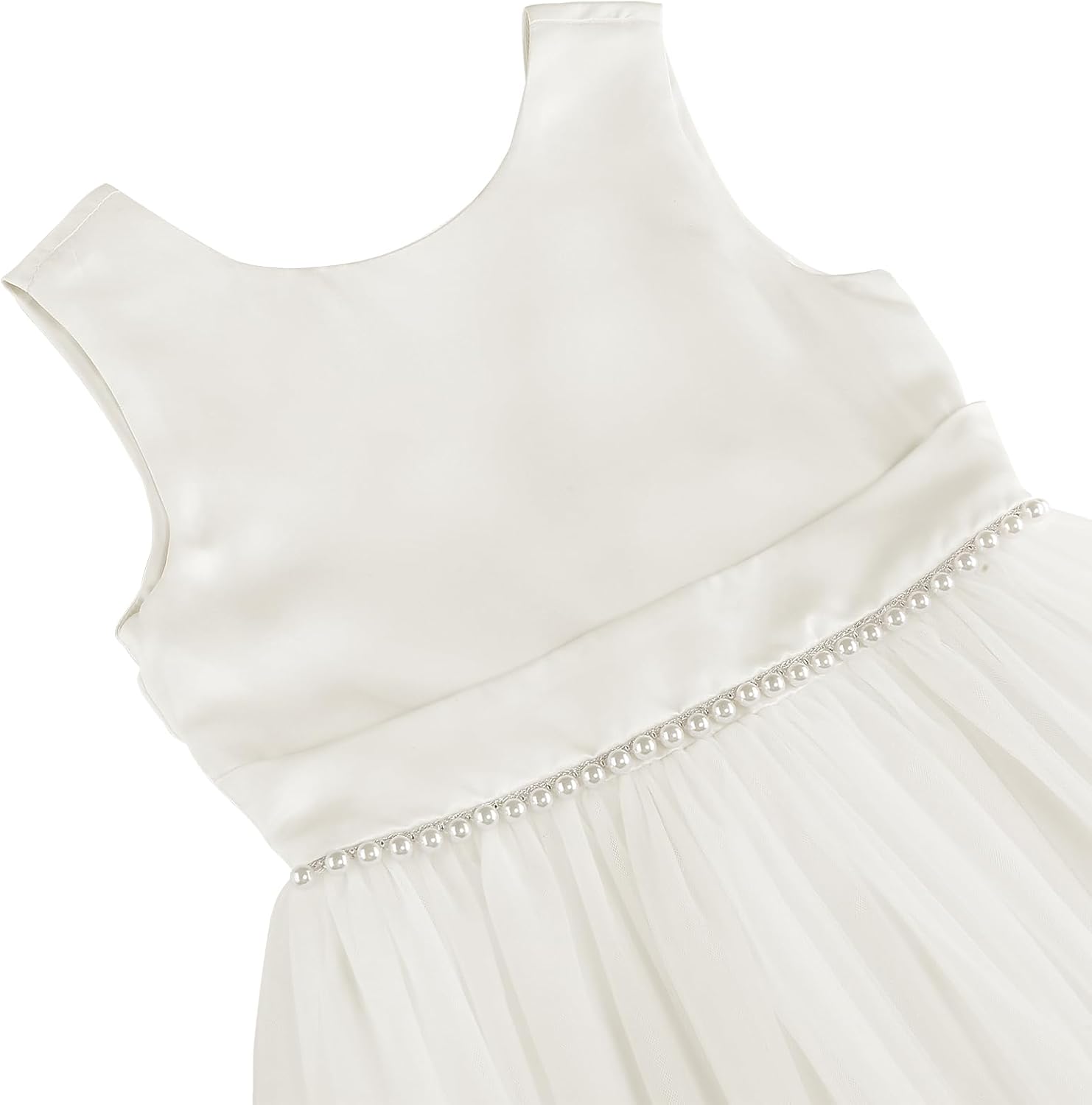 Flower Girl Dress Girls Dresses Wedding Satin V-Back Pearls for Pageant Prom Ball Gowns Party - Image 3