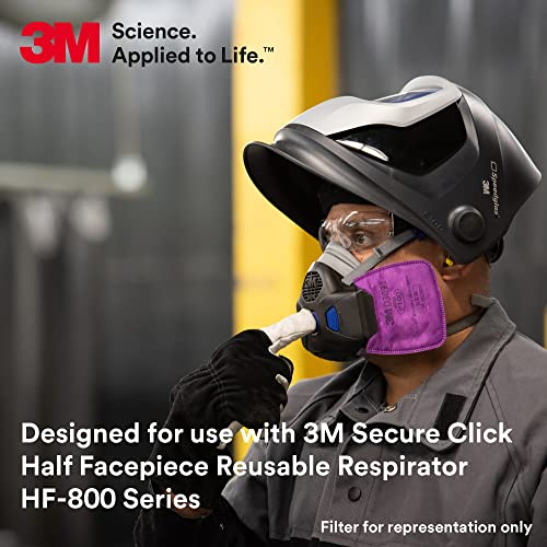 Image of 3M Secure Click P100 Respirator Filter D3097, NIOSH Approved, 1 Pair | Nuisance Level Organic Vapor and Certain Oil and Non-oil Based Particulates, Dual-Flow for Easier Breathing
