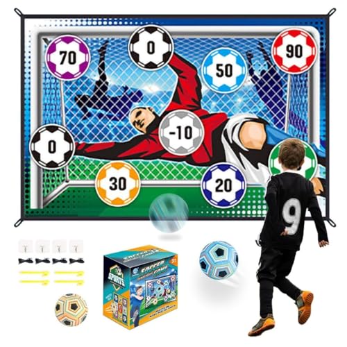 Image of The Game Factory Sticky Football Soccer Game Set for Kids | Indoor Outdoor Target Kick Game with 6 inch Adhesive Ball, Hooks, Stakes & Target Mat | Toys for Boys & Girls | Birthday Gift for Kids
