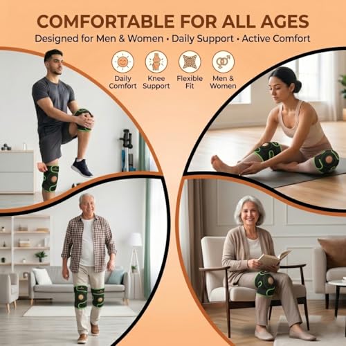 Image of DOLTAS Knee Brace Pair Neon Green - Open Pateela Knee Support for Gym, Running, Arthritis, Joint Pain & Injury Recovery Men & Women| Stabilizes Kneecap & Relieves Knee Pain (2 Pcs)