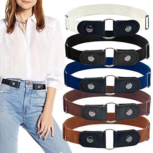 obscyon 5 Stücke Elastischer Gürtel ohne Schnalle Einstellbarer Unsichtbare Gürtel für Jeans für Damen oder Herren Cover