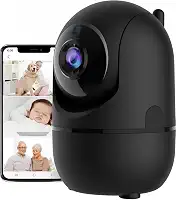 Camera IP WiFi Giratória 1080p Estilo Babá Eletrônica Pet Remota Com Visão Noturna Alerta De Movimento Microfone Infravermelho Sem Fio Interna Câmera Panorâmica Detecção de Movimento Compacta (Preto)
