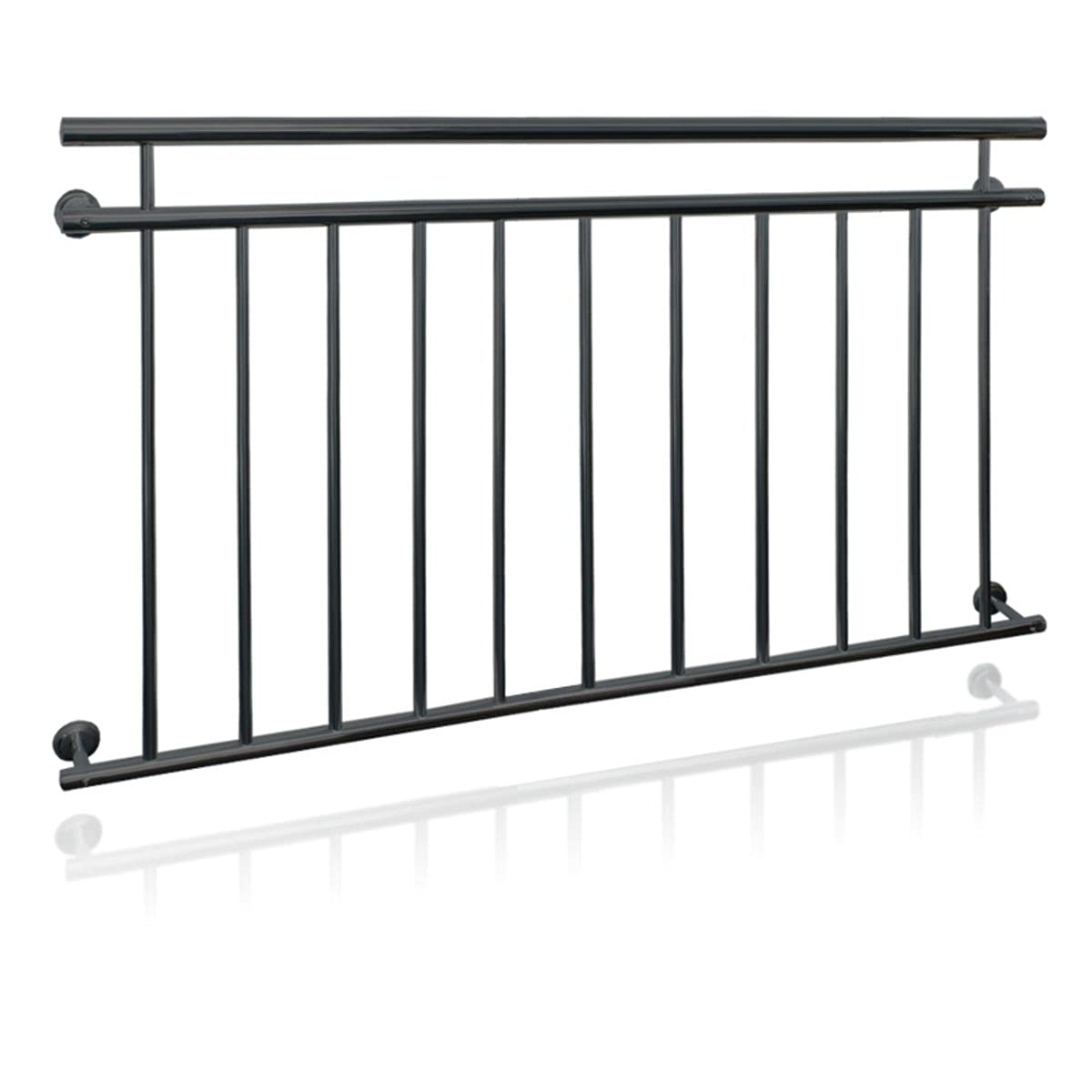 ECD Germany Barandilla de Balcón Estilo Francés Antracita Mate 156x90 cm con 11 Barras Transversales de Acero Recubierto en Polvo, Baranda de Terraza para Puerta o Ventana, Diseño Moderno y Resistente