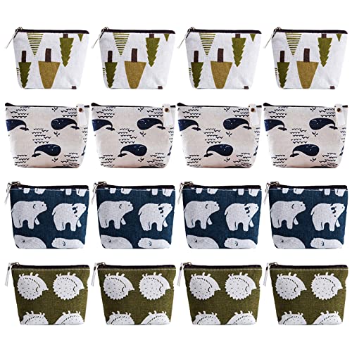 Geoyien Täschchen mit Reißverschluss, 16 Stück Segeltuch Kosmetiktasche Münzbeutel Mini Kosmetikbeutel Klein Schminktasche Münztaschen für Frauen und Mädchen Cover