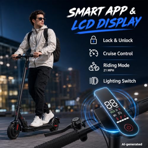 Image of Electric Scooters - Electric Scooter Adults, 1200W /1000W /500W Motor, 28 /25 /21 /18 MPH Top Speed, 10'' /8.5'' Tires, 28 /25 /23 /21Miles, APP Control E Scooter for Teens
