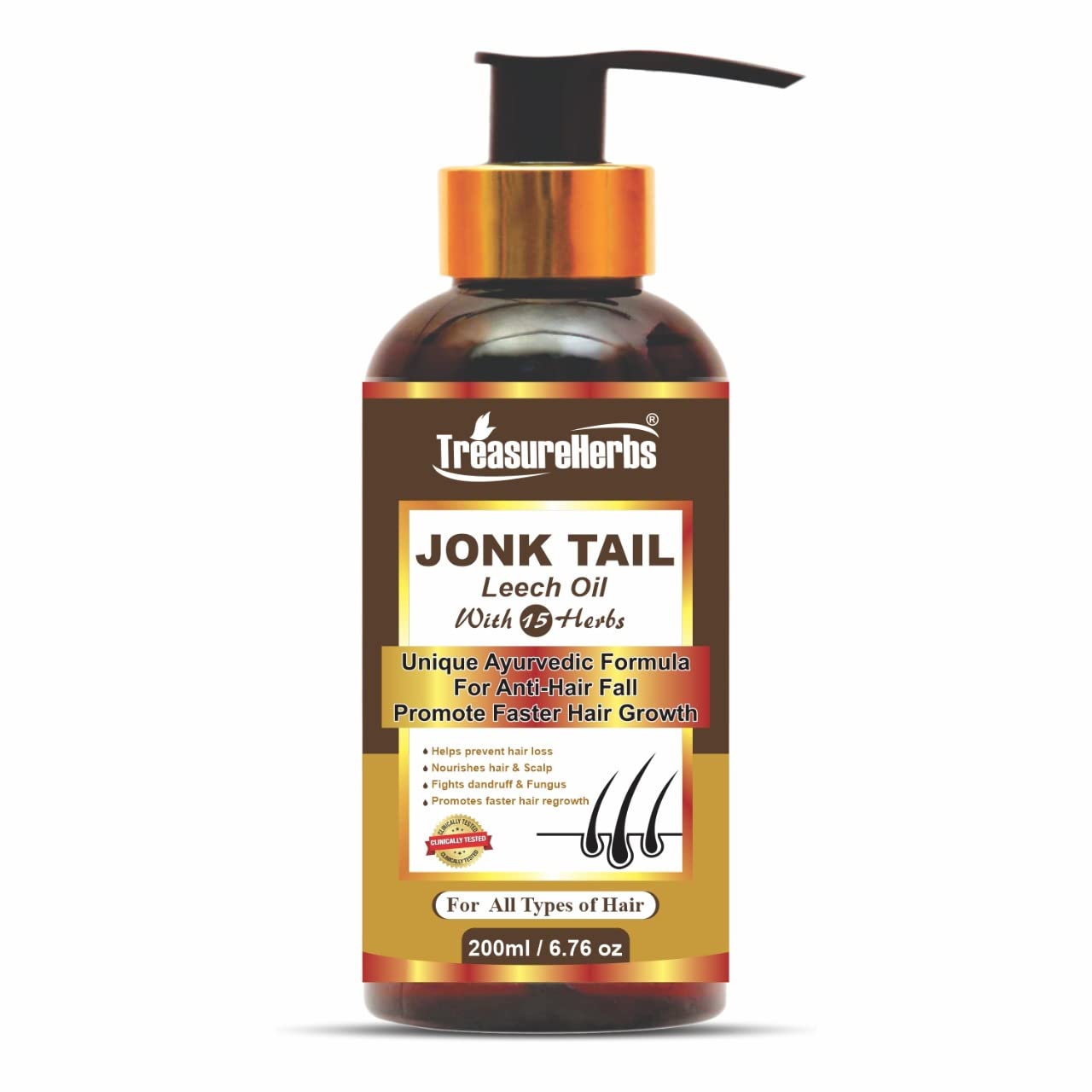 TreasureHerbs Jonk Tail Leech Oil for Men and Women - 1 Pack (200ml)