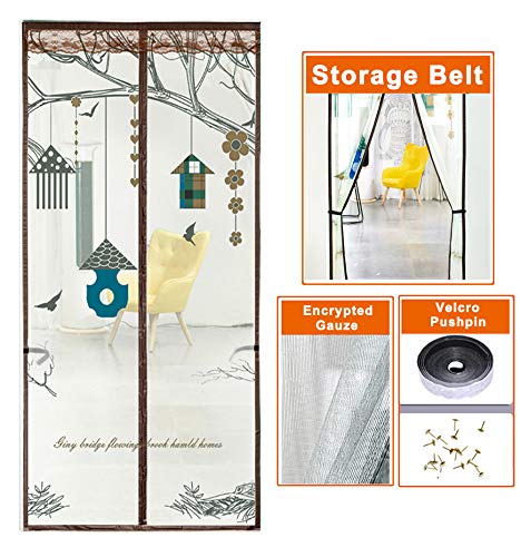 Preisvergleich Produktbild Nobuddy Magnetischer Türvorhang mit Glasfaser Meterial Insektenschutz für Balkontür, Klebemontage Ohne Bohren, Fliegengitter Magnetvorhang für Türen / Braun / 110 * 220CM