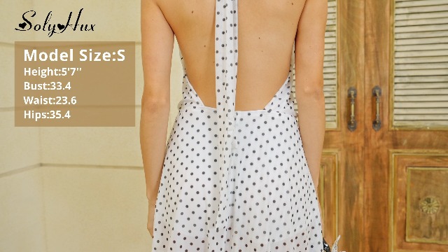SOLY HUX Women's Polka Dots Mini Dress Backless Sleeveless Halter A Line  Party Summer Dresses White Polka Dots X-Small at Amazon Women's Clothing  store