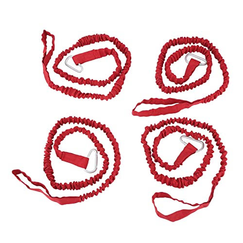 Xolsurg Kayak Paddle Leash Stretchy Super Nylon Canoe Rope 4PCS for Drifting Surfing (Red)