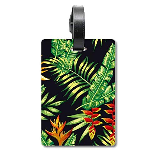 Étiquette valise motif feuille tropicale pour vos vacances au soleil