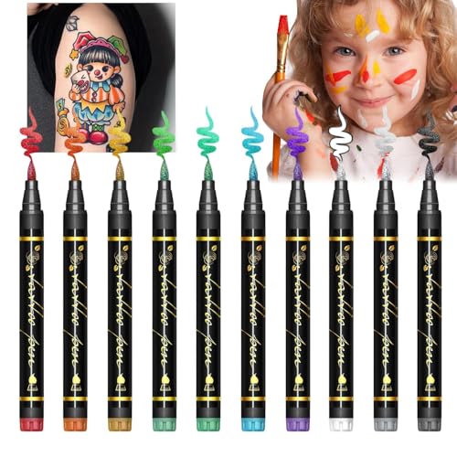 Feutres Corporels - Marqueur Corporel Tendance | Peinture Faciale Lavable 10 Couleurs Pour Adolescents Adultes Halloween Fêtes