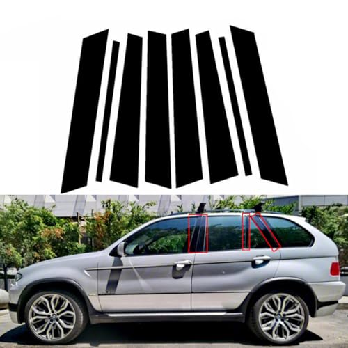 Decoración de ventana de coche para BMW X5 E53, pegatinas de pilar negras 8 uds. 6