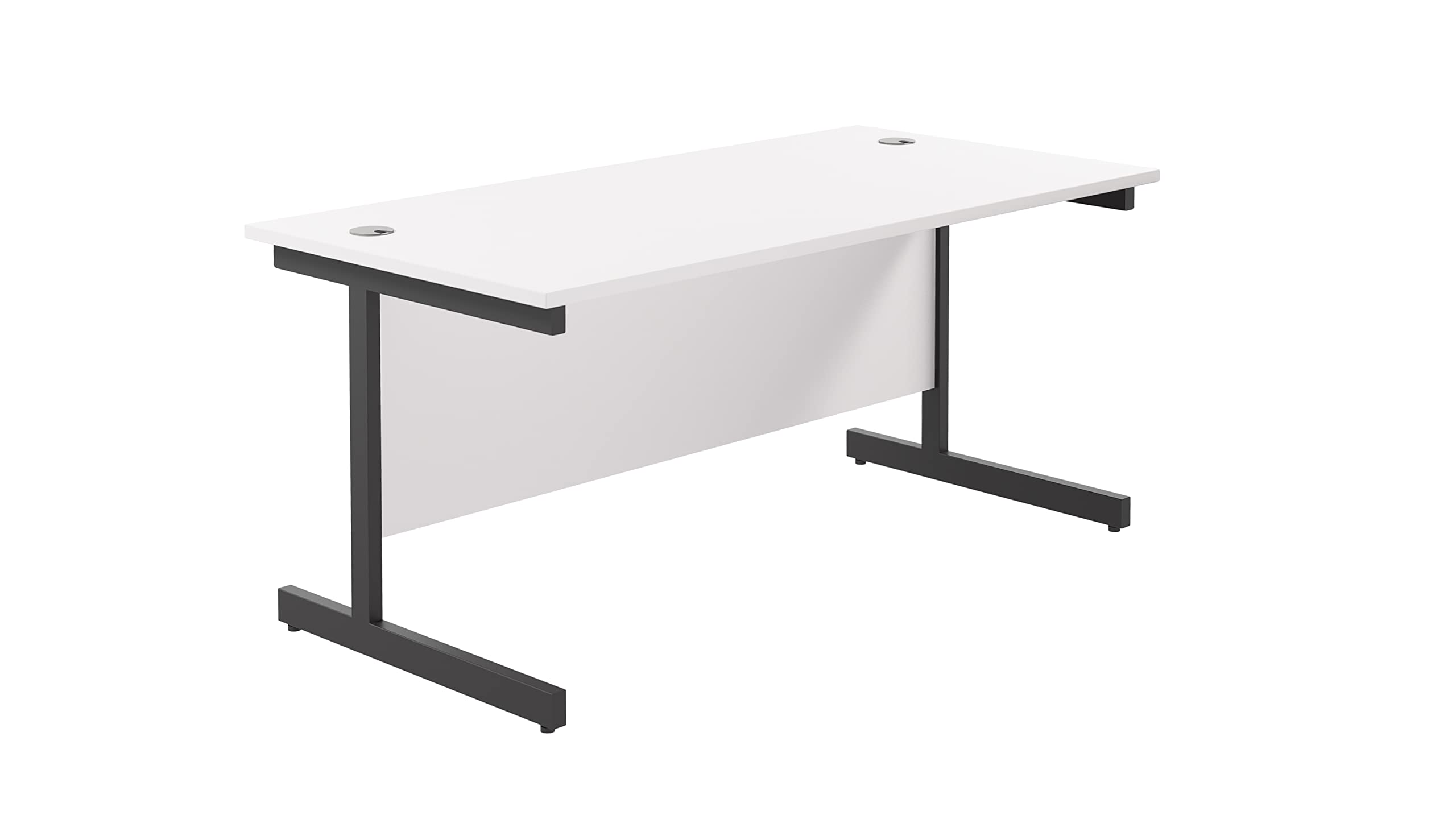 Office Hippo Heavy Duty Rectangular Cantilever Desk - Home Office Table + Integrated Cable Ports, PC Desk - 5 Yr Warranty - Silver Frame/Oak Top, 120cm x 80cm — view 43