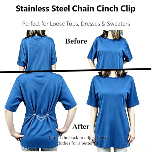 Image of Chain Collar Pins Heart Stone Cardigan Sweater Clip Top Cinch Clip