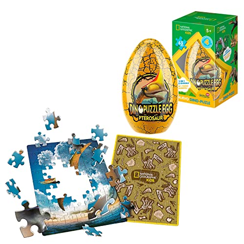 National Geographic - Puzzle Dinosaurier Reversible Pterosaur, Pussel 5 år, Dinosaur Ägg, Pussel Barn, Dinosaurie Leksaker, Dinosaurie Puzzle