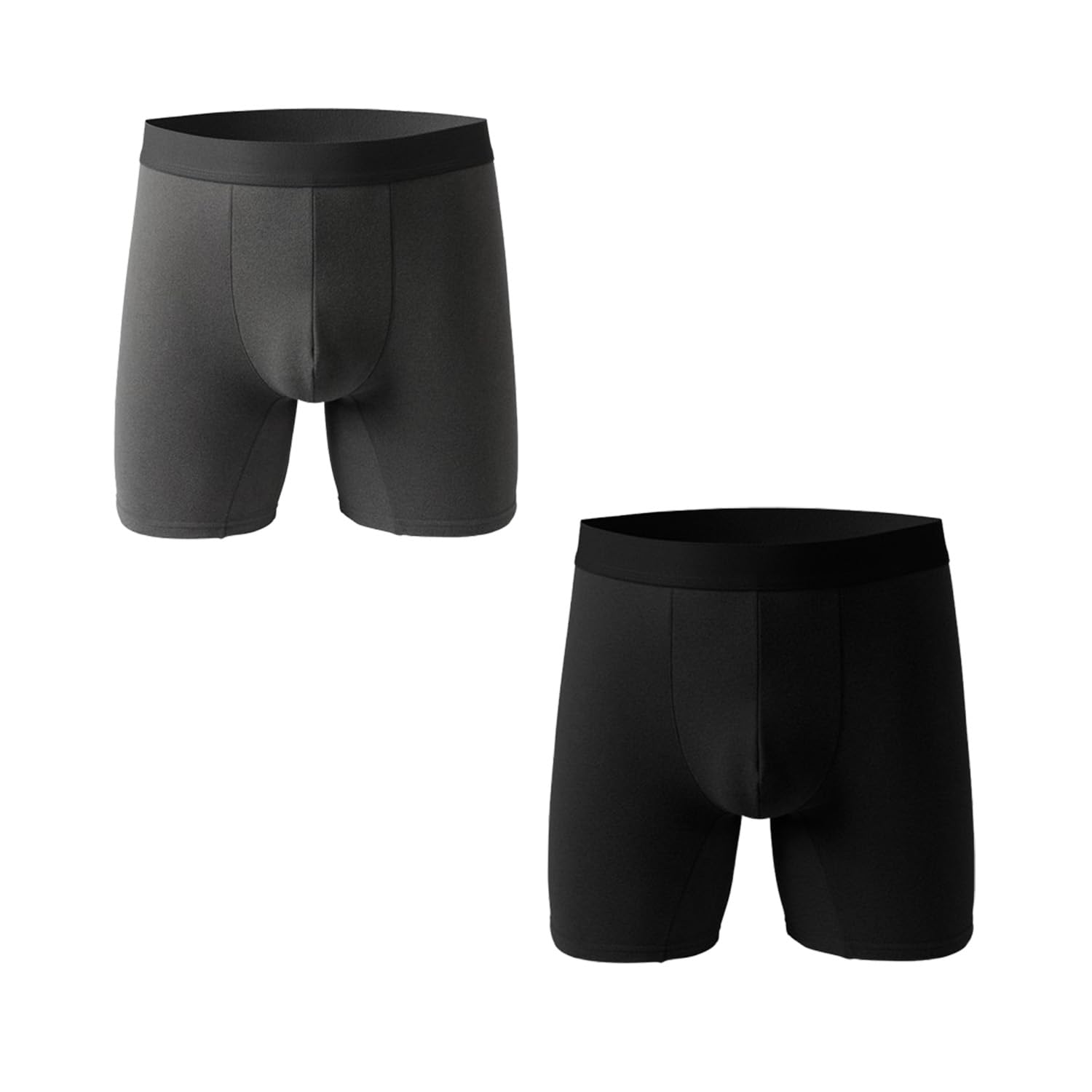 EEJBYTDI Winter Warm Comfortable Sports Long Boxer Briefs for Men，Mens Fleece Lined Thermal Underwear, Thermal Shorts (Gray + Black,3XL)