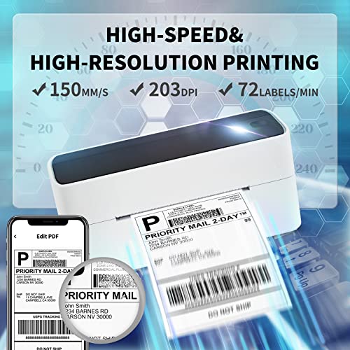 Memoqueen Bluetooth Shipping Thermal Label Printer With 4X6 Shipping Thermal Labels(500Pcs) Wireless Label Printer For Shipping Packages & Small Business, Compatible With Iphone, Amazon, Usps #TOP3
