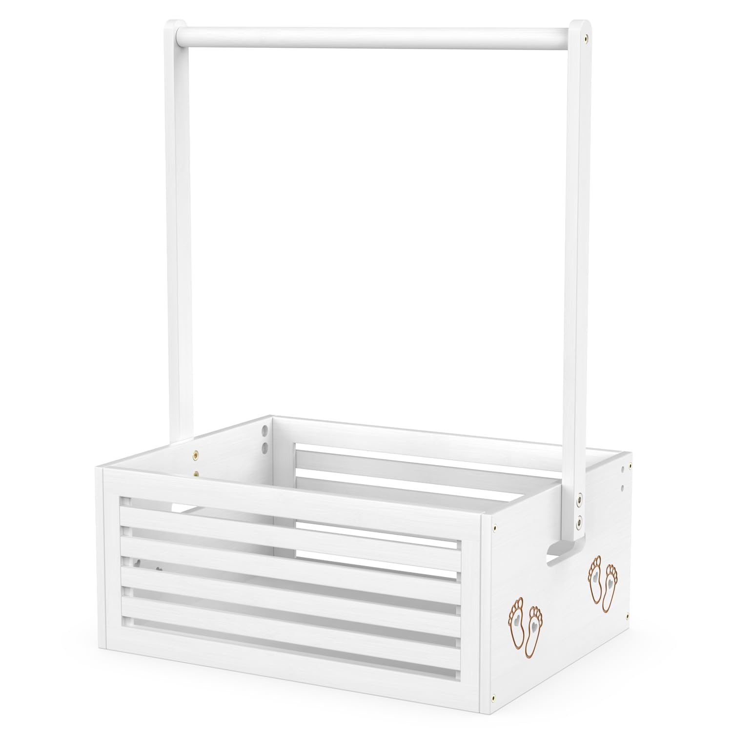 BAMBOOHOMIE Armadio per baby shower, cestino per feste con manico, cestino in bambù, cestino regalo di benvenuto per neonati, ragazzi e ragazze, regalo di gravidanza per neo genitori (bianco)