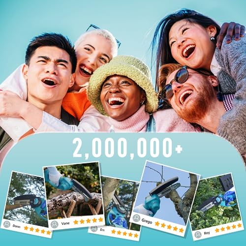 Mini Chainsaw Cordless, 6Inch Portable Small Chain Saw Battery Powered, Handheld Chainsaws with 2 * 24V 2.0MAH Powered Rechargeable Battery for Tree/Wood Cutting Trimming Craftsman Gardening Pruning - Image 8